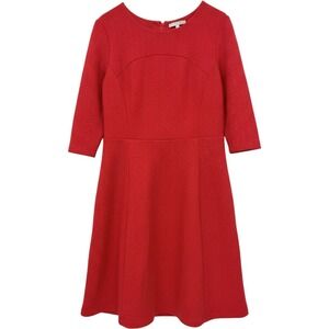 Boden Red Quilted Fit and Flare A-Line Dress Preppy Classic WW113 Women 18L Red
